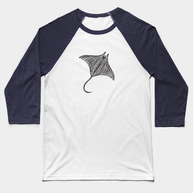 Manta Ray Ink Art - light colors Baseball T-Shirt by Green Paladin